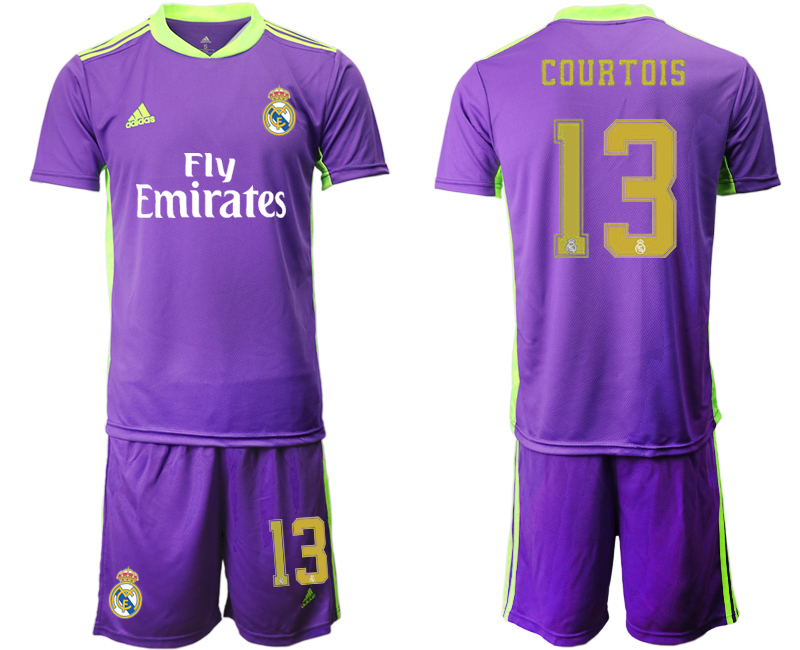 Men 2020-2021 club Real Madrid purple goalkeeper #13 Soccer Jerseys->real madrid jersey->Soccer Club Jersey